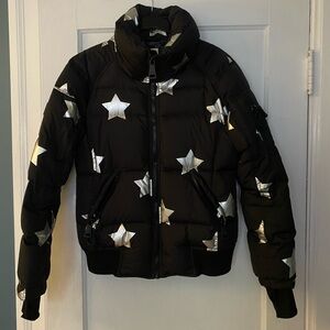 SAM. Black Puffer Jacket with Silver Stars